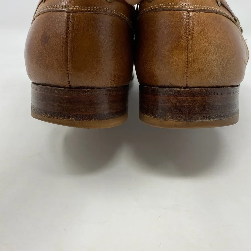 Florsheim Royal Imperial Mens 7.5D Woven Brown Leather‎ Lace Up Made In USA